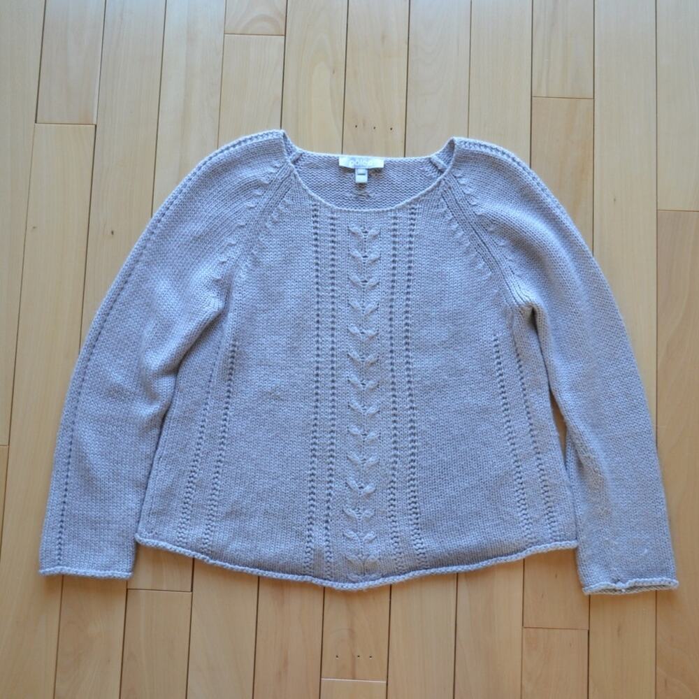 Poles Knit Scoop Neck Sweater Size Medium Gray